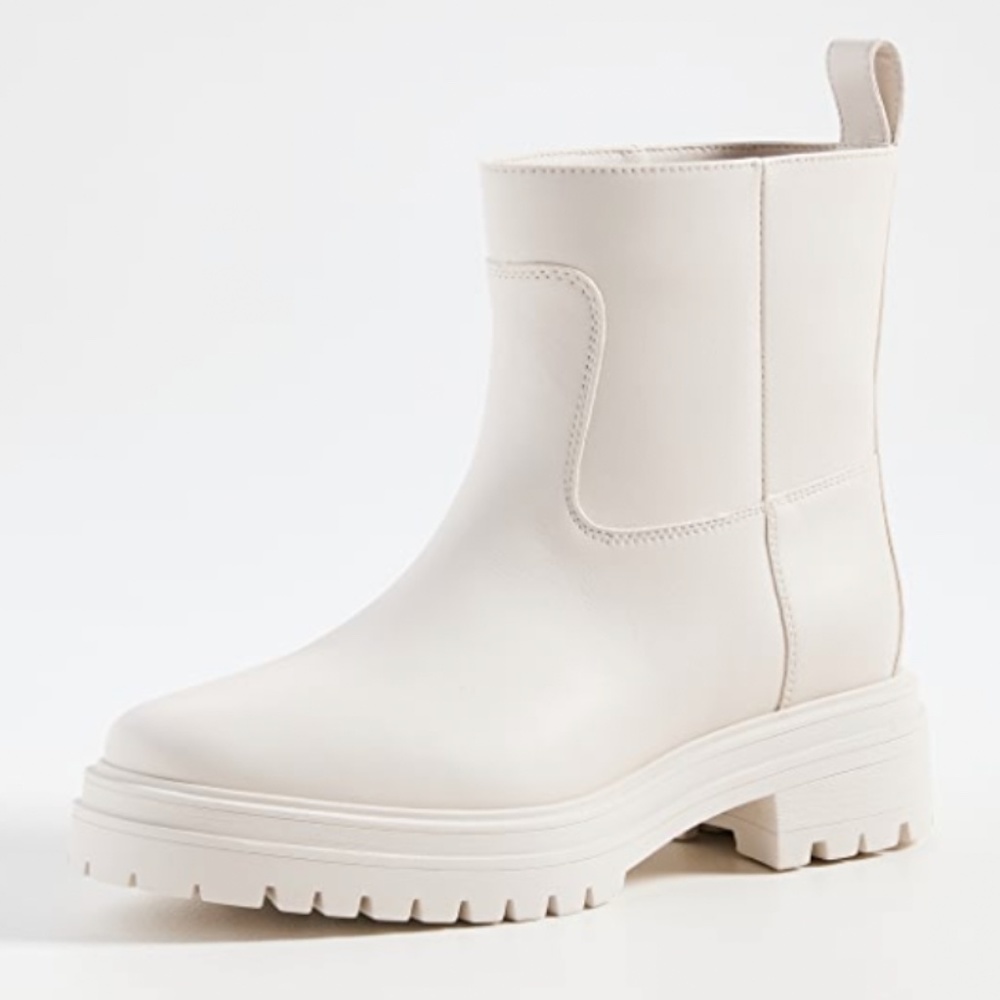 Ba&sh x Something Navy Coda Cighter Leather Lug Sole Boots Off White NIB